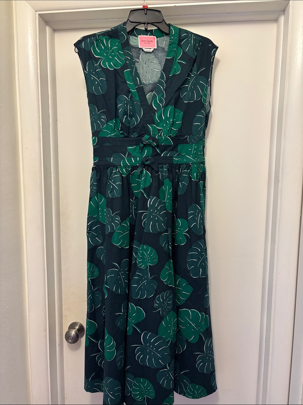 kate spade Navy Midi Dress with Green Leaf Print